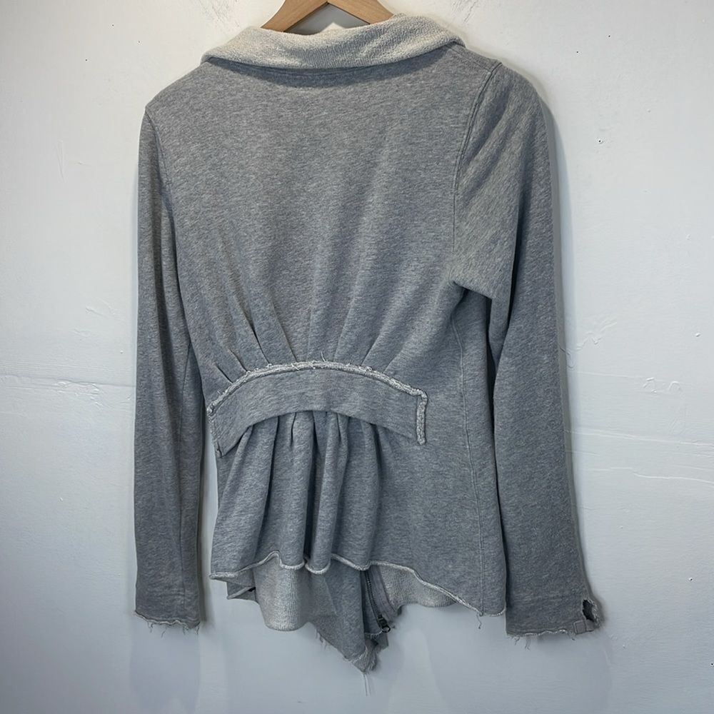 We the Free Free People Ebb and Flow Zip Up Ruffle Sweatshirt size XS Gray - Picture 3 of 14